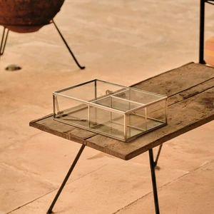 El Crea Designs Gümüş Kapaklı 3 Bölmeli Altı Aynalı Takı Kutusu