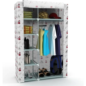 Dzgn Home Tek Yandan Raflı Çelik Metal Bez Dolap Gardrop