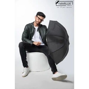 Siyah Gri Ekose Unisex Yarasa Tip Kırılmaz Şemsiye M21MAR077R002