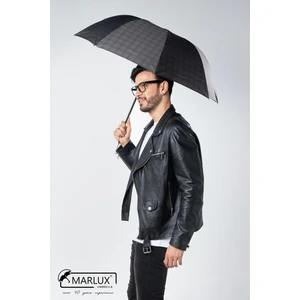 Siyah Ekose Unisex Yarasa Tip Kırılmaz Şemsiye M21MAR077R004