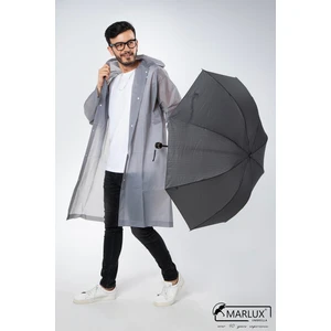 Siyah Koyu Gri Unisex Yarasa Tip Kırılmaz Şemsiye M21MAR077R003