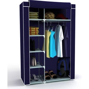 Dzgn Home Tek Yandan Raflı Pvc Plastik Bez Dolap Gardrop Gardırop