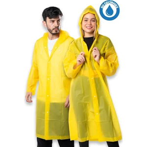 By Marine Kadın Erkek Yağmurluk Kapüşonlu Çıtçıtlı Eva Sarı Yağmurluk BYMMRC881R01