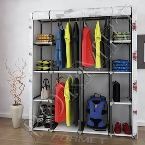 Dzgn Home Çift Askılı Metal Çelik Bez Dolap