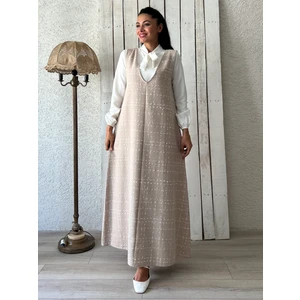 Küçüğüm Butik Bej Rengi Tüvit A-Kesim Jile Elbise