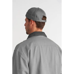 Gri Pamuklu Docker Şapka Cırtlı Sokak Stili Sipersiz Kep