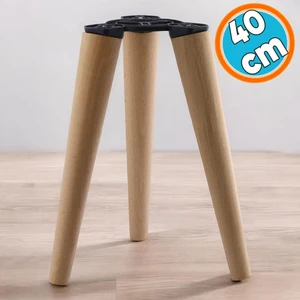 3'lü Ayak Takımı 40 cm - Ahşap Sehpa Zigon Puf Tabure Ayağı + Bağlantı Aparatı
