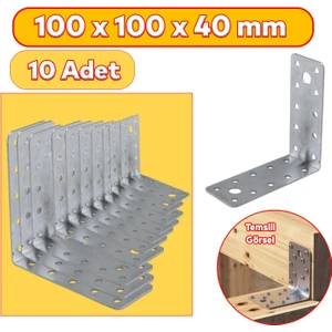 Mobilya Dolap Duvar Sabitleme 10 Adet Metal Köşebent 100X100X40 mm Bağlantı Aparatı L Demiri Gönye