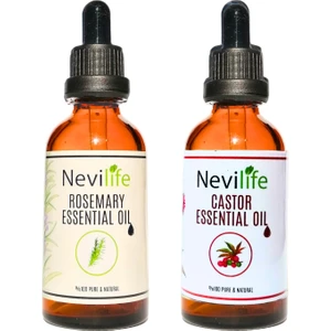 Doğal Biberiye Yağı 20 ml ve Hint Yağı 20 ml Güçlü Saç ve Cilt Bakımı İkili Set