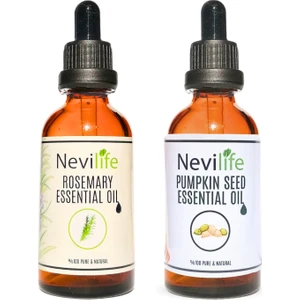 Doğal Biberiye Yağı  20 ml ve Kabak Çekirdeği Yağı  20 ml Saç ve Cilt Bakımında Güçlü İkili Set