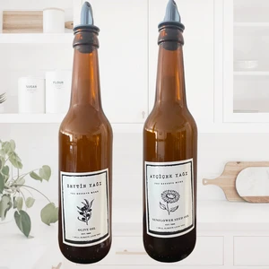 2'li Zeytinyağı ve Sıvıyağ Şişesi Yağdanlık 750 ml