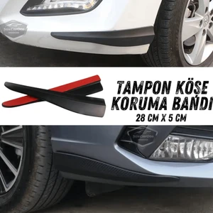 ŞüsCarOto Aksesuar Üniversal Her Araca Uyumlu Esnek Tampon Köşesi Koruma Bandı Tampon Köşe Koruyucu Şerit Yumuşak Bant 2 Parça Siyah 28 cm