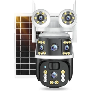 3928 4g 6mp Dual Lens Güneş Panelli Solar Sirenli Güvenlik Kamerası