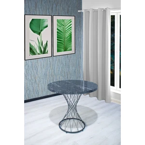 Nur Metal Alvin 80x80 Yuvarlak Masa - Mutfak Yemek Masası - Siyah Mermer