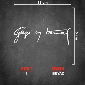 Sönmez Sticker Gazi Mustafa Kemal İmza Sticker - Atatürk İmza Sticker - Atatürk Sticker - Oto Sticker - Araba Sticker - Araç Sticker - Duvar Sticker - Laptop Sticker