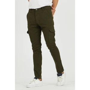DAMGA JEANS Erkek Yüksek Bel Esnek Haki Bol Kargo Cepli Pantolon