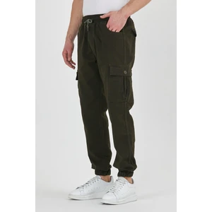 Erkek Lastikli Esnek Kargo Cepli Haki Jogger Pantolon