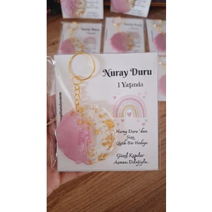 Sevgili Atölyem Sevgiliatolyem Gökkuşağı Kartlı Yuvarlak Anahtarlık 10 Adet Bebek Mevlüt Babyshower Doğum Günü