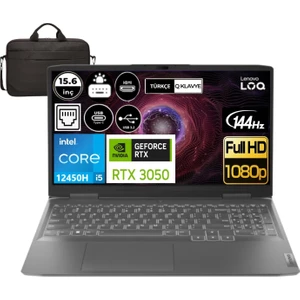 Loq Intel Core I5-12450H 32GB Ram 512GB SSD 15.6" Fhd RTX3050 Freedos 144Hz 82XV00WYTX03 + Çanta Hediye