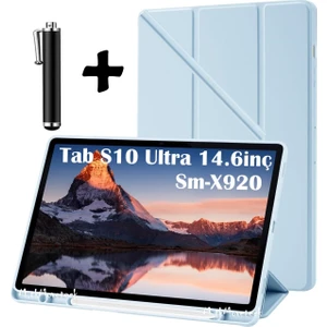 M.tk moveteck Samsung Galaxy Tab S10 Ultra 14.6 Kılıf Kalem Bölmeli Akıllı Uyku Modlu Standlı Yumuşak Silikon + Kalem