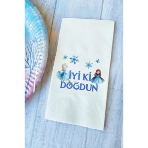 Elsa Frozen Karlar Kraliçesi Konsept Baskılı Doğum Günü Peçetesi 20'li