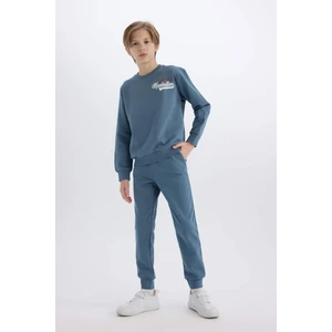 Erkek Çocuk 2'li Takım Bisiklet Yaka Baskılı Sweatshirt Beli Lastikli Eşofman Altı D3564A824WN