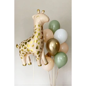 Atölye Mi Zürafa Folyo Balonlu Pastel Gold Balon Demeti
