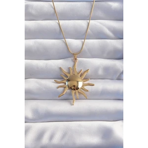 Angel Of Life 316L Çelik Zincir Gold Renk Ayna Model Güneş Kolye - TJ-BKO8985