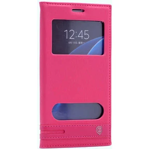 Galaxy C7 / C7 Pro Kılıf Elite Pencereli Kapaklı Suni Deri Kılıf