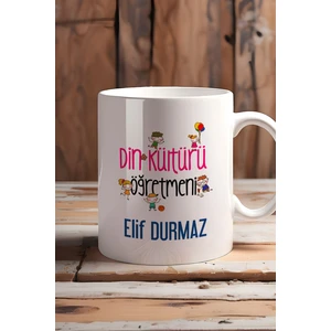 Kişiye Özel Din Kültürü Öğretmeni Kupa Bardak Beyaz Öğretmenler Günü Hediyesi