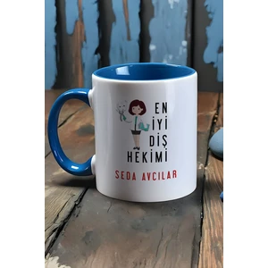 Kişiye Özel Kadın En Iyi Diş Hekimi Kupa Bardak Mavi
