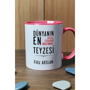 Kişiye Özel Teyzeye Hediye Kupa Bardak Pembe Teyzeye Doğum Günü Hediyesi
