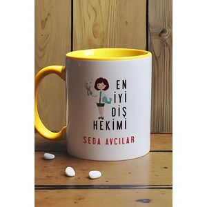 Kişiye Özel Kadın En Iyi Diş Hekimi Kupa Bardak Sarı
