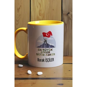 Kişiye Özel En Büyük Asker Kupa Bardak Sarı Askere Hediye