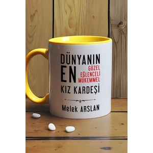 Kişiye Özel Kız Kardeş Kupa Bardak Sarı Kız Kardeşe Doğum Günü Hediyesi