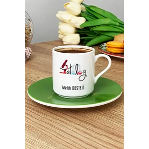 Kişiye Özel Patolog Türk Kahvesi Fincanı Yeşil Isme Özel Tıp Bayramı Hediyeleri