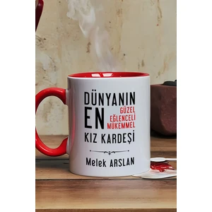 Kişiye Özel Kız Kardeş Kupa Bardak Kırmızı Kız Kardeşe Doğum Günü Hediyesi