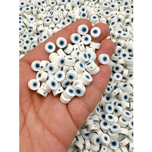 Ebruli Boncuk 10MM Beyaz, Mavi, Lacivert, Pembe, Mor Nazar Figür Fimo Boncuk Takı YAPIMI(100 Adet)