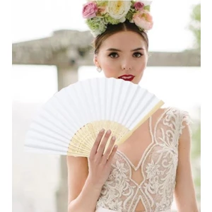 Bambu Kağıt Beyaz Yelpaze