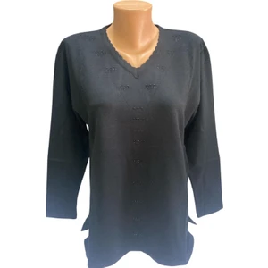 V Yaka Taş Işlemeli Kışlık Anne Kazak