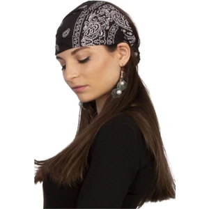 Lacivert Etnik Desenli Bandana