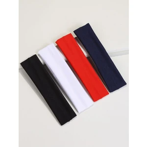 Kadın 4'lü Antrasit Siyah Beyaz Kırmızı  Esnek Bandana - Saç Bandı - Saç Tokası