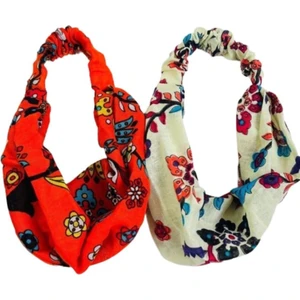 2 adet Çini Desenli Paraşüt Lastikli Bandana, Lastikli Saç Bandı, Bandana