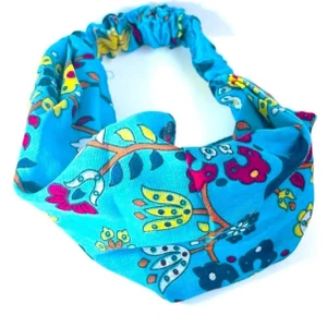 2 adet Çini Desenli Paraşüt Lastikli Bandana, Lastikli Saç Bandı, Bandana