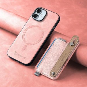 Apple iPhone 16 Plus Uyumlu Kılıf Zebana 2in1 Best Deri Kılıf Pembe