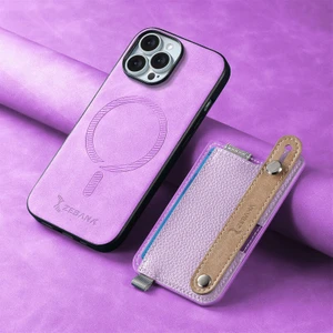 Apple iPhone 16 Pro Max Uyumlu Kılıf Zebana 2in1 Best Deri Kılıf Mor