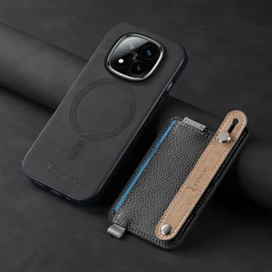 Xiaomi Redmi Note 14 Pro Plus Uyumlu Kılıf Zebana 2in1 Best Deri Kılıf Siyah