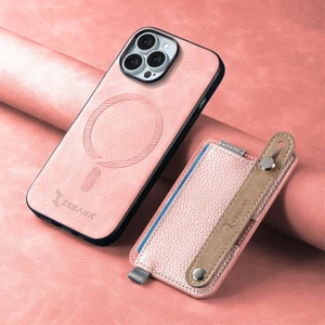 Apple iPhone 16 Pro Uyumlu Kılıf Zebana 2in1 Best Deri Kılıf Pembe