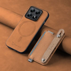 Xiaomi Mi 14T Uyumlu Kılıf Zebana 2in1 Best Deri Kılıf Kahverengi
