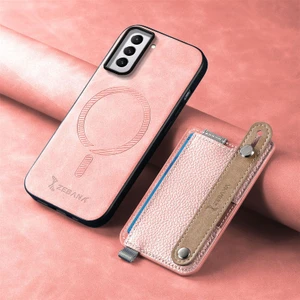 Samsung Galaxy S24 Fe Uyumlu Kılıf Zebana 2in1 Best Deri Kılıf Pembe